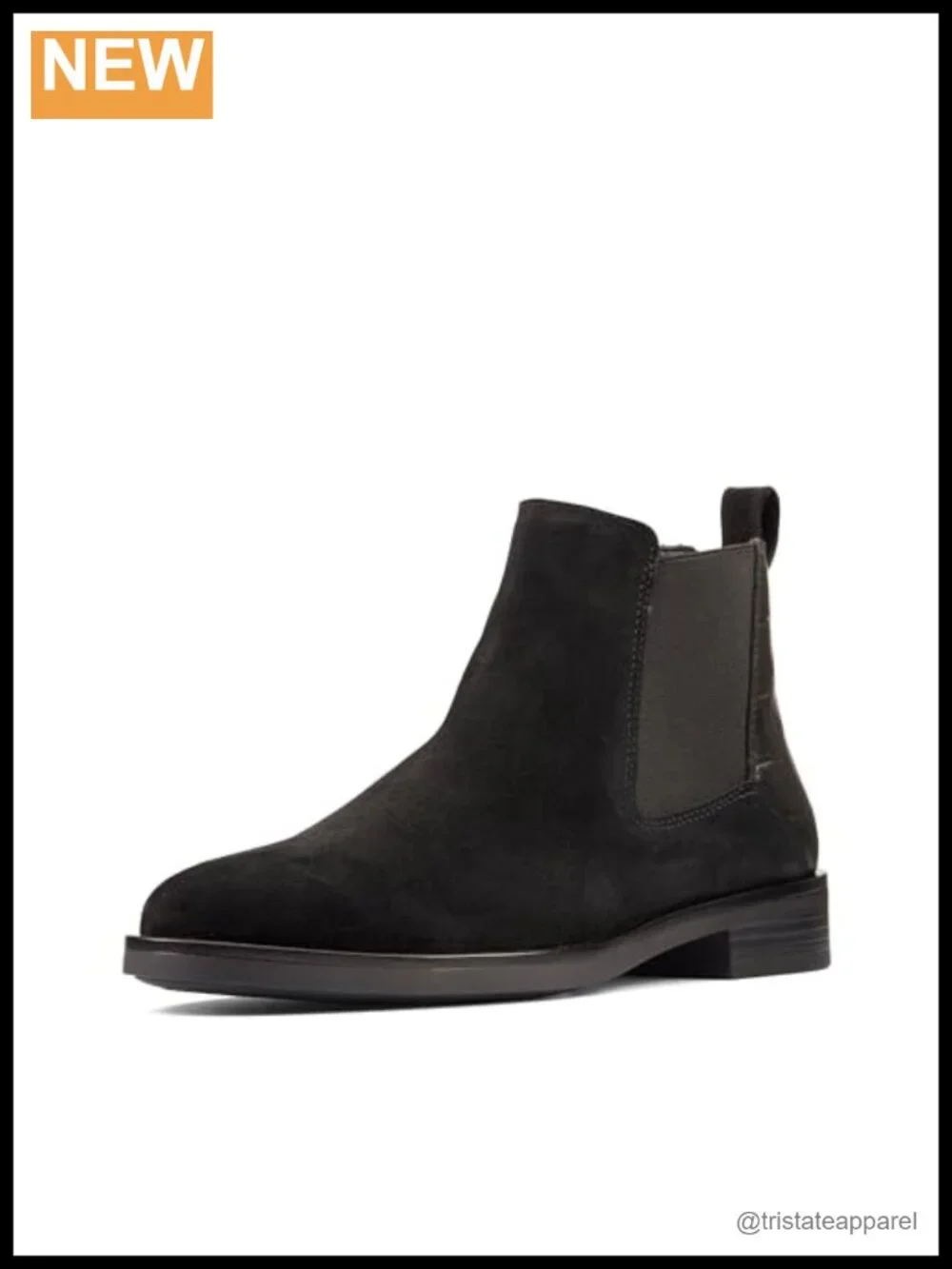 Clarks Chelsea Boots Suede Ankle Bootie Block Heel Pull-On Leather Lining